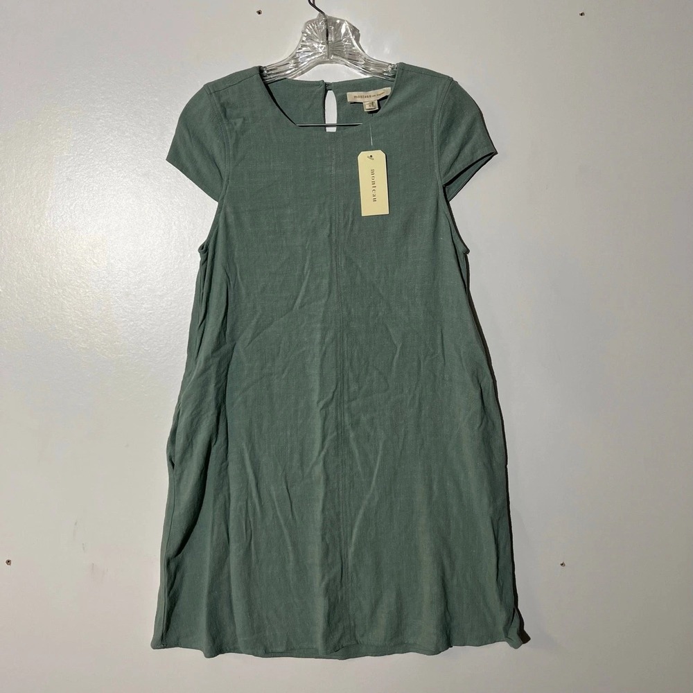 Monteau Los Angeles Linen Blend  Dress  Medium Laglen Cottagecore NEW w TAGS